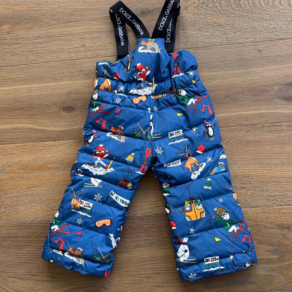 Dolce & Gabbana Kids Blue Snow Bib Pants - Picture 5 of 7